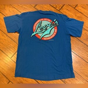 Levis Vintage Tee Shirt mens XL blue USA made logo graphic cotton Y2K retro